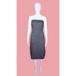 1990s-Y2K DEVAN STRAPLESS Tube Top Bodycon Thigh SLIT Dress. XS-S-. AS IS
